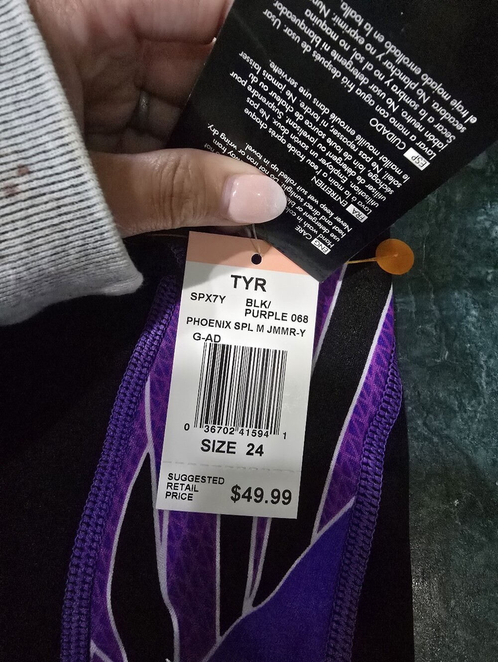 Boys TYR Phoenix Jammers Size 24 [7/8] New With Tags. Purple/black - Picture 4 of 6